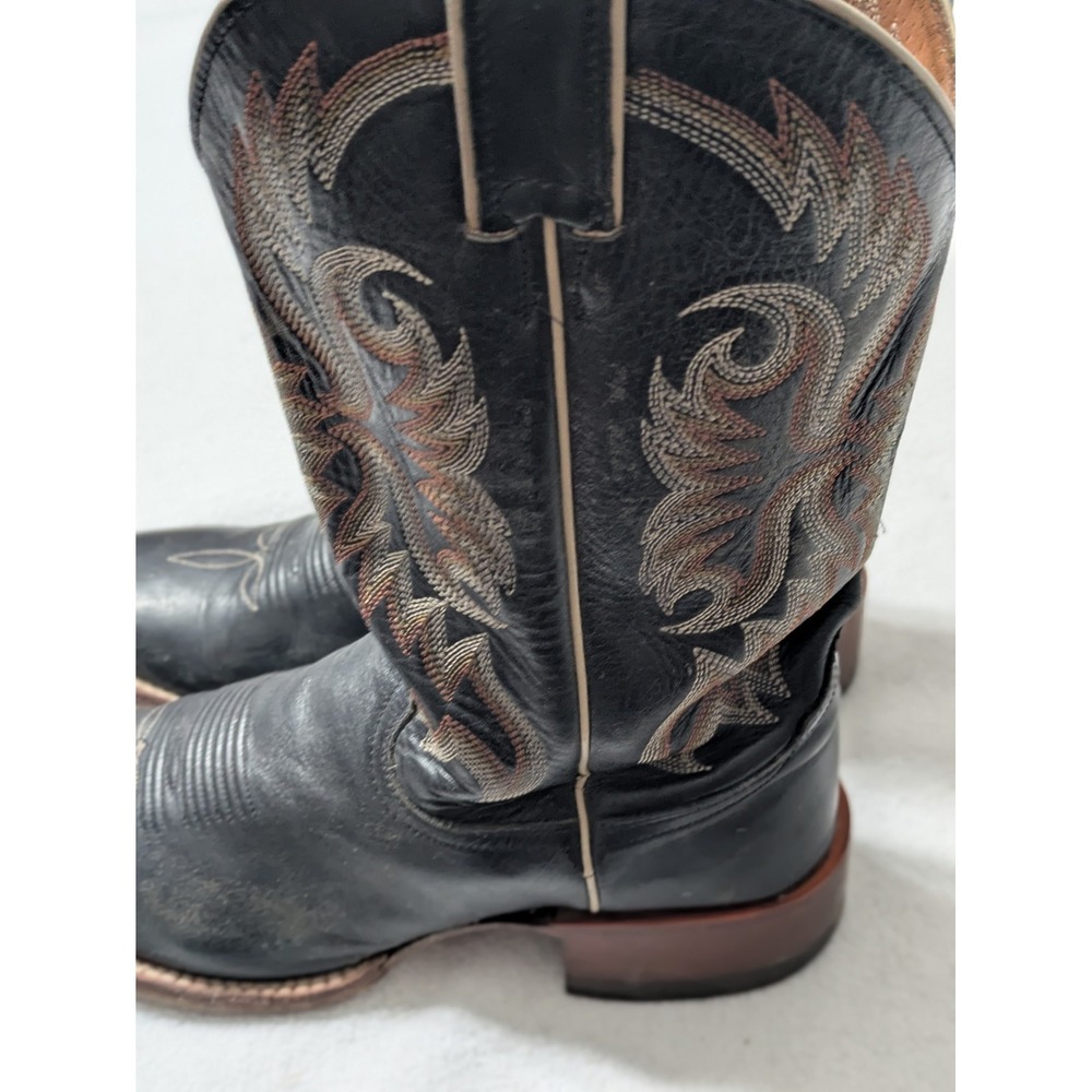 Nocona Legacy Cowboy Boots Mens 8.5 B Black Leather Square Toe Western